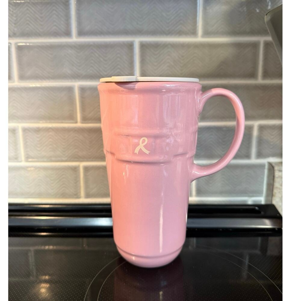 Longaberger Pink Breast Cancer Awareness Travel Mug